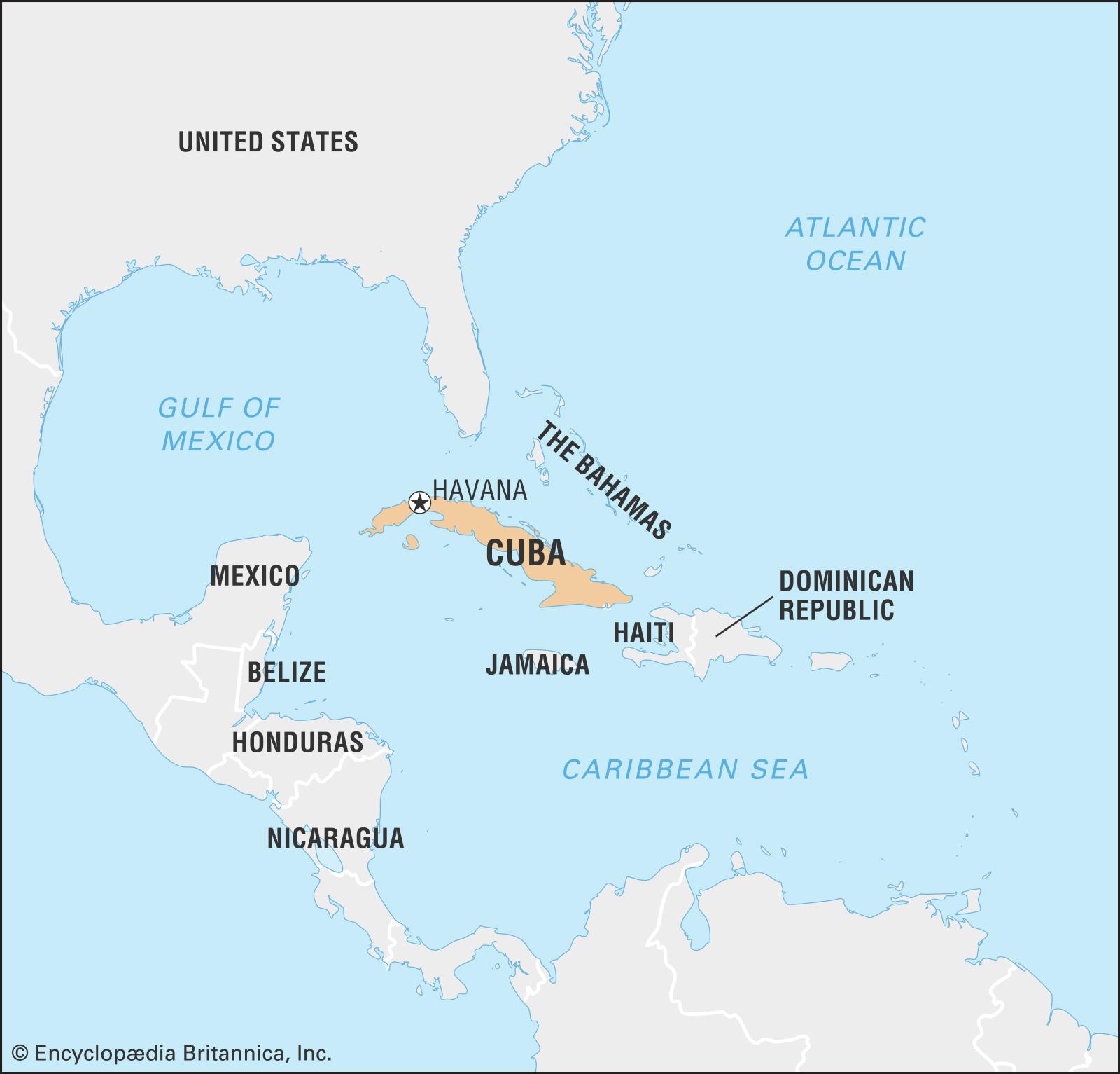 Map Cuba Surrounding Countries 